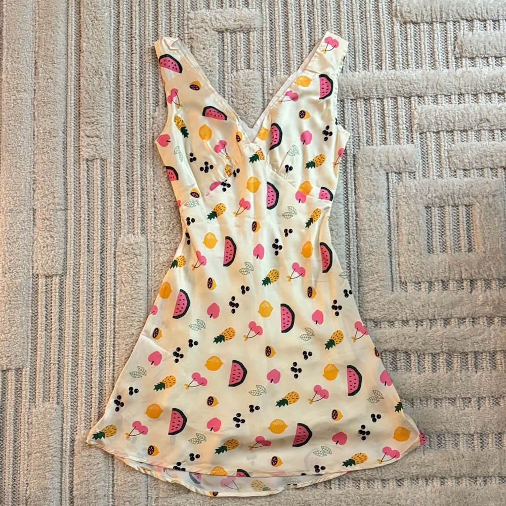 Peppermayo Cream Mini Dress with Fruit Print